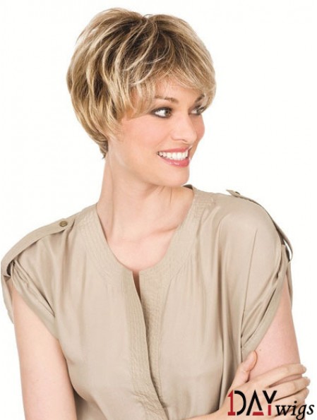 Real Hair Blonde Wigs With Lacr Front Chin Length Straight Style