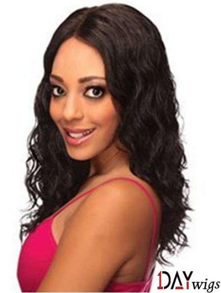 Real Lace Front Wigs Black Color Shoulder Length Wavy Style