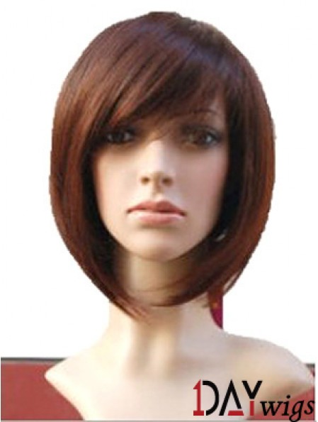 Auburn 10 inch Wavy Short Remy Real Hair Monofilament Bob Wigs