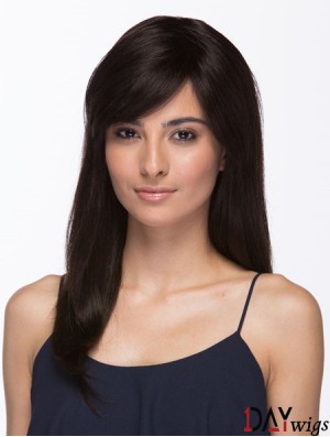 Brazilian Wigs Real Hair Long Length Brown Color With Bangs