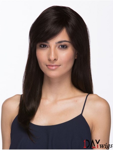 Brazilian Wigs Real Hair Long Length Brown Color With Bangs