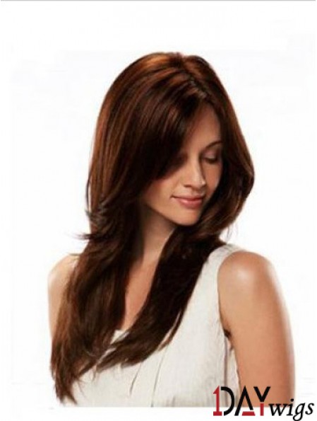 Monofilament Wig Real Hair Auburn Color Straight Style Long Length