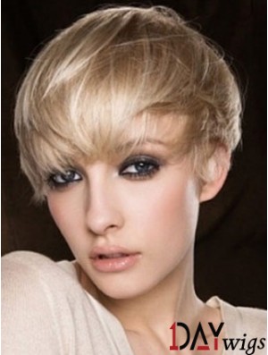 Blonde Real Hair Wig Cropped Length Straight Style Boycuts