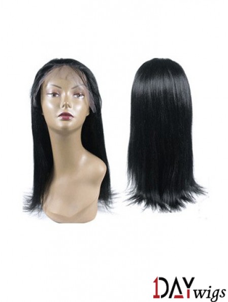 Black Full Lace Straight Long Hand Tied Real Hair Wigs