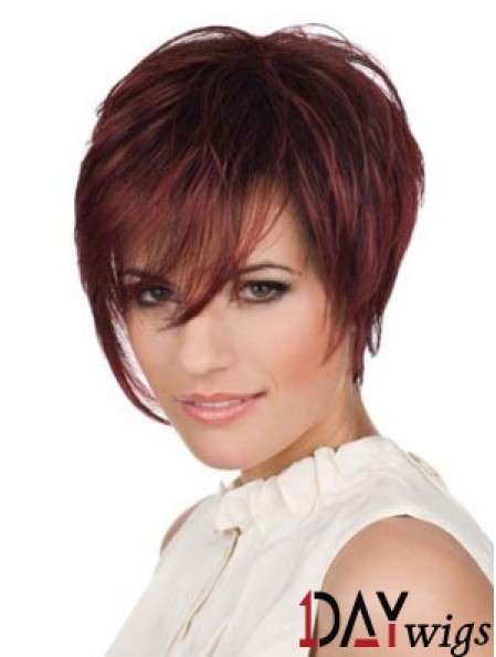 Real Hair Mono Top Piece Lace Front Cropped Length Red Color