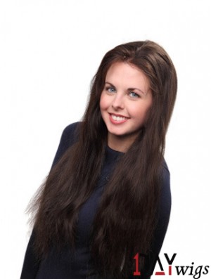 Real Hair Mono Crown Filler Long Length Brown Color Straight Style