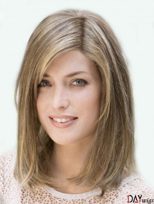 Amazing 14 inch Brown Shoulder Length With Bangs Straight Real hair Wigs