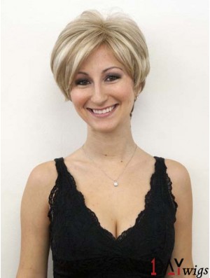 Blonde Wigs With Lace Front Mono Wavy Style Short Length Bob Real hair Wigs