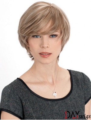 Monofilament Straight Layered Chin Length 8 inch Discount Real Hair Wigs
