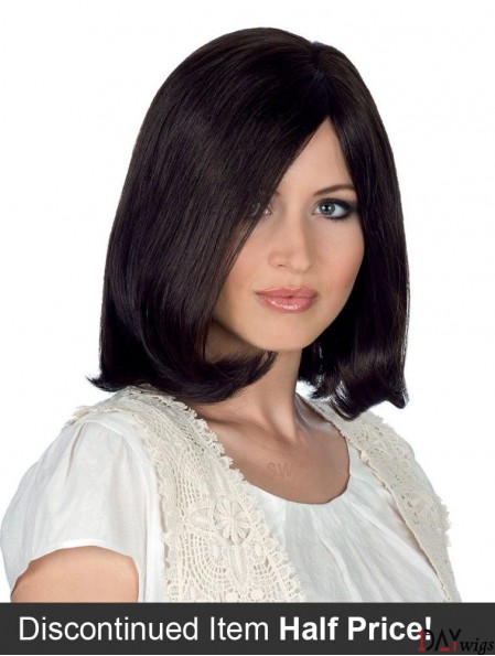100% Hand Tied Black Shoulder Straight Monofilament Remy Hair Wigs