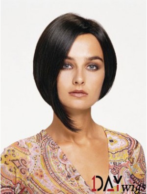 Lace Front Chin Length Straight Black Affordable Bob Wigs