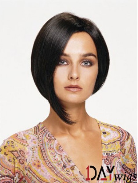 Lace Front Chin Length Straight Black Affordable Bob Wigs