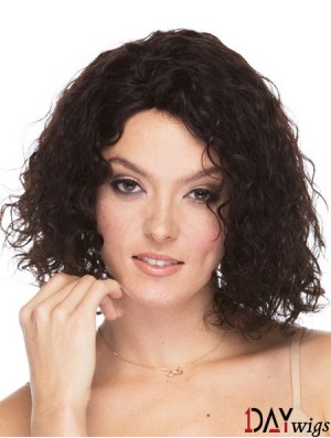 Curly Brazilian Human Hair Shoulder Length Brown Color