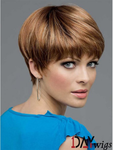 Brown Cropped Straight Boycuts Lace Front Wigs Cheap