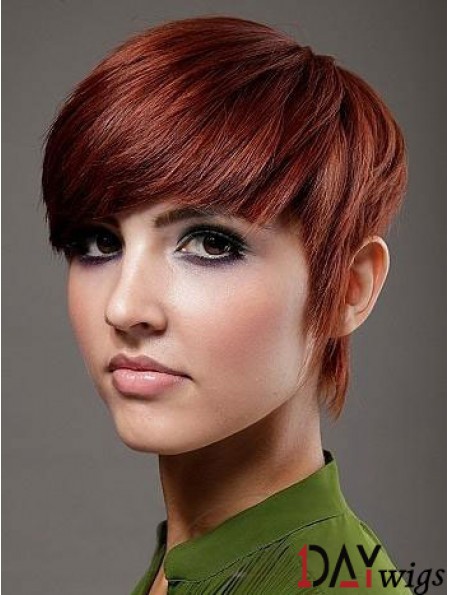 Boycuts Top Straight Red Short Real Hair Wigs