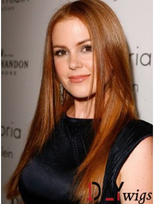 Copper 100% Hand Tied Without Bangs Long Straight 20 inch Online Human Hair Wigs For Isla Fisher