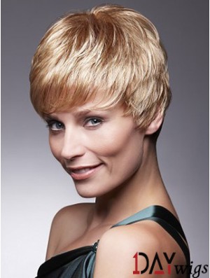 Short Blonde Wig With Capless Remy Cropped Length Boycuts