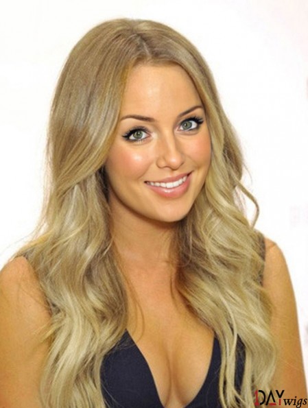 100% Hand Tied Remy Long Wavy Blonde Cheap Monofibre Wigs