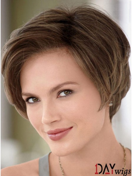 8 inch Ideal Brown Without Bangs Monofilament Wigs