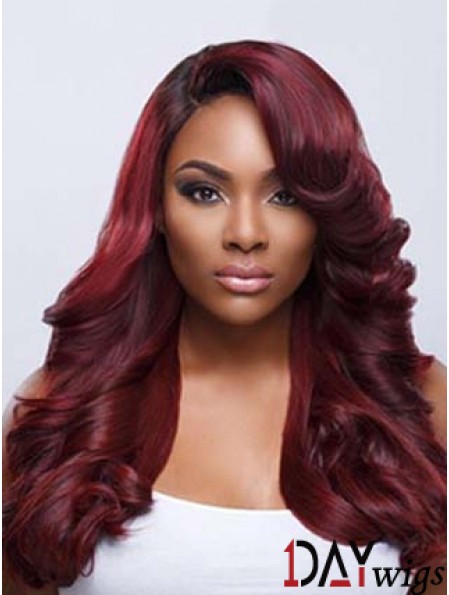 Wavy With Bangs Lace Front Fashionable 22 inch Red Long Wigs