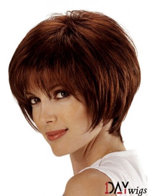 Bob Style Wig Remy Real Lace Front Auburn Color Bobs Cut