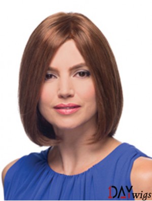 Chin Length Auburn Bobs Straight Cheap Monofilament Real Wigs