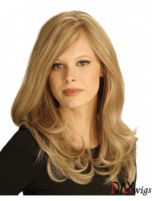 Real Hair With Bangs Long Blonde Wavy New Petite Wigs