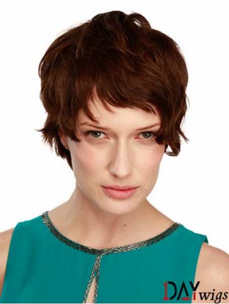 Monofilament Wavy Boycuts Short 8 inch No-Fuss Real Hair Wigs