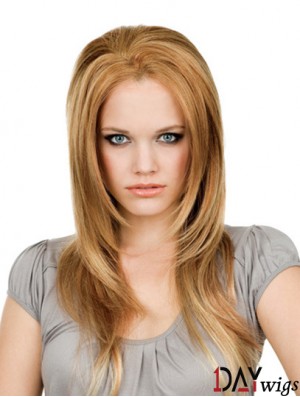  Remy Real Hair Lace Front Blonde Modern Long Wigs