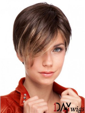 Auburn Cropped Designed Straight Boycuts Lace Wigs