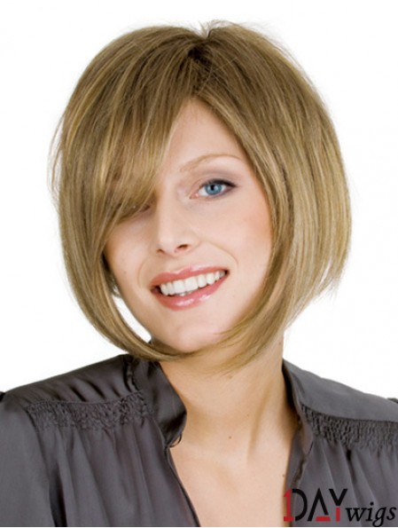 Chin Length Blonde Modern 10 inch Wavy Bob Wigs