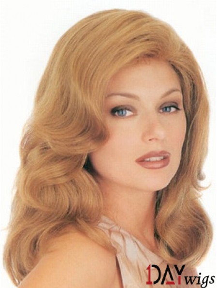 Real Hair Wavy Blonde Convenient Long Classic Wigs