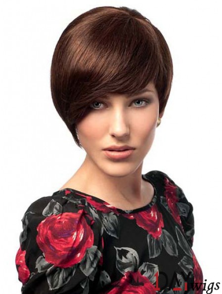 Bobs Hairstyles Straight Auburn Short Real Hair Wigs