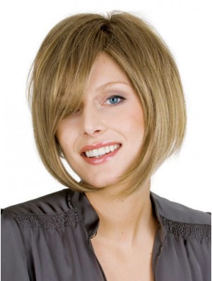 Blonde Straight Chin Length Bobs 100% Hand-tied Cheap Wigs For Women