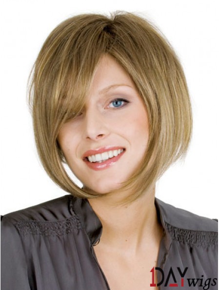 Blonde Straight Chin Length Bobs 100% Hand-tied Cheap Wigs For Women