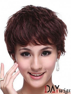 Capless Wavy Boycuts Cropped Trendy Real Hair Wigs