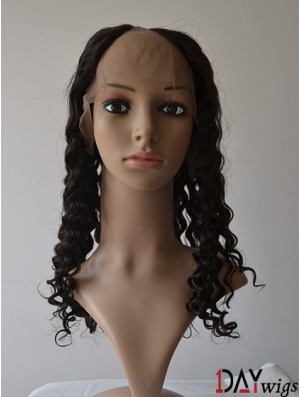 18 inch Lace Front Curly Black Fashionable U Part Wigs