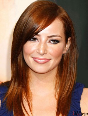 Without Bangs Long Copper Straight 18 inch Fabulous Real Hair Emma Stone Wigs