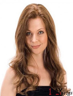 Wavy Remy Real Long Brown Monofilament Real Hair Wigs