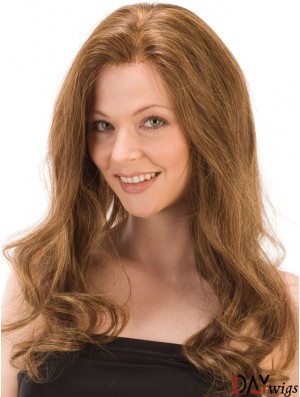 Without Bangs Affordable Wavy Auburn Long Real Hair Lace Front Wigs