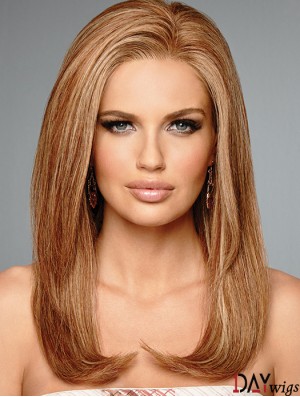 Long Straight 16 inch 100% Hand-tied 100% Real Hair Wigs