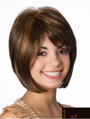 Real Hair Lace Front Wigs Straight 10 inch Brown Bob Hairstyles