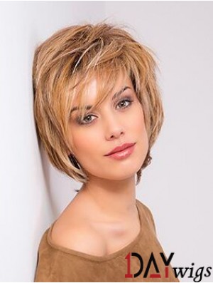 Blonde Monofilament Straight Bobs 10 inch Copper Chin Length Real Hair Lace Front Wigs