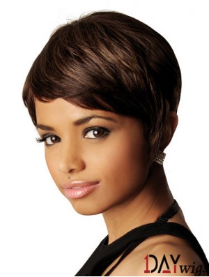 African American Real Hair Wigs Straight Style Short Length Bobs Cut