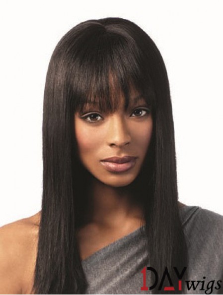African American Hairstyles Wigs With Bangs Remy Real Black Color