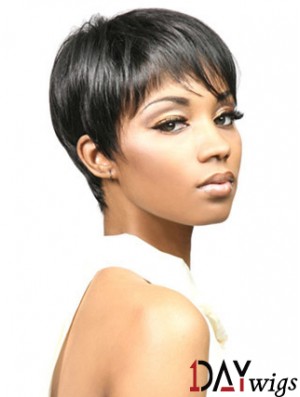 African Wigs With Synthetic Capless Cropped Length Boycuts Straight Style