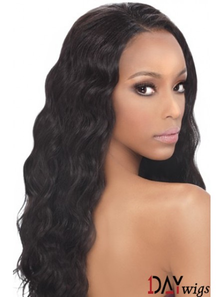 Black Wavy Real Hair With Capless Wavy Style Long Length