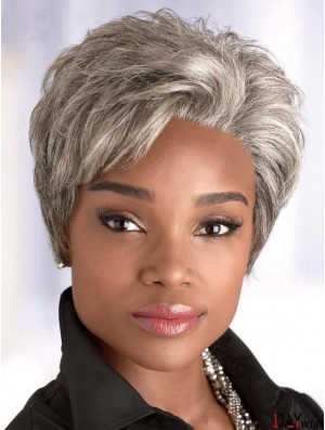Synthetic Short Straight Capless Elderly Lady Wigs