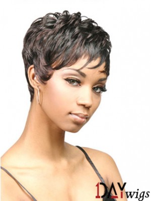 Cropped Black Wavy Boycuts Discount African American Wigs