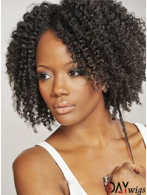 African American Real Hair Wigs Brazilian Chin Length Kinky Style